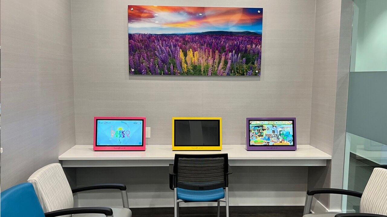children's tablets in dental waiting area