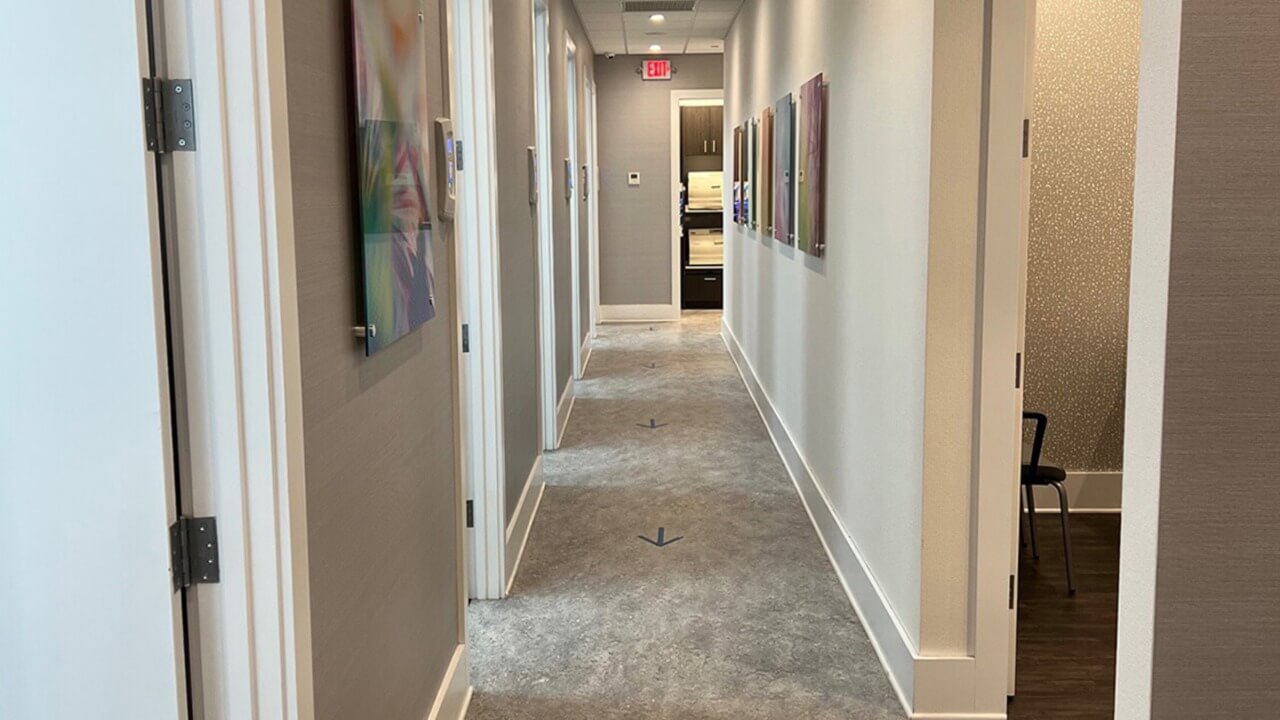 a hallway in a dental office